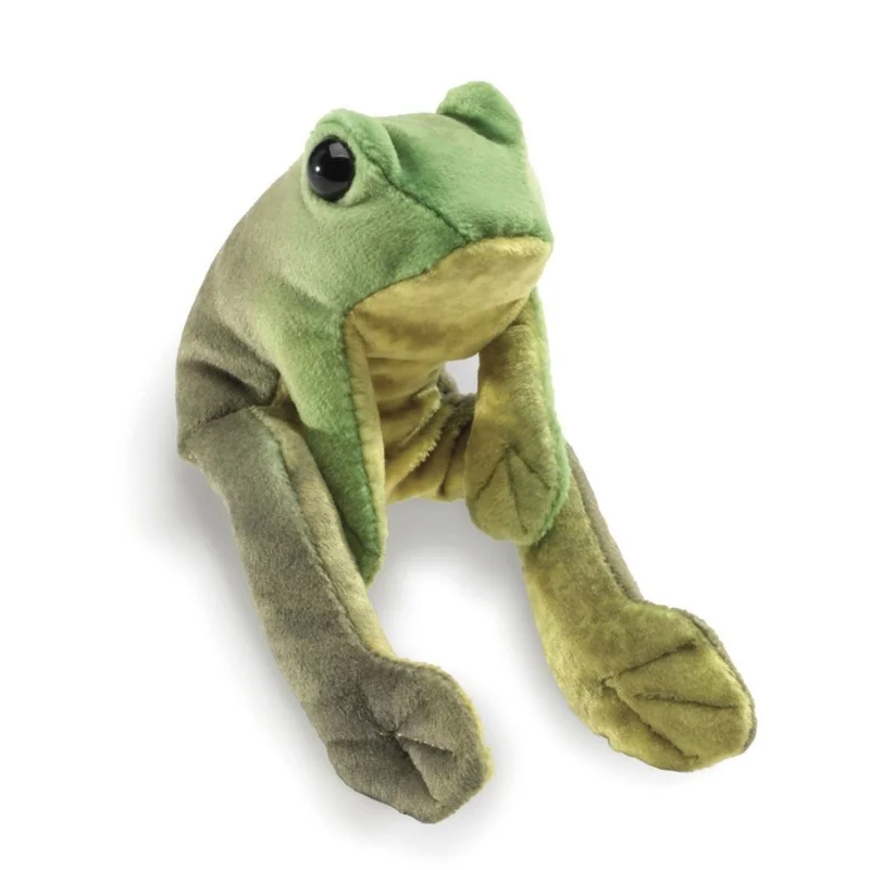 Boneco de peluche para dedo «Mini sapo sentado», da marca Folkmanis Boneco de peluche para dedo «Mini sapo sentado», da marca Folkmanis
