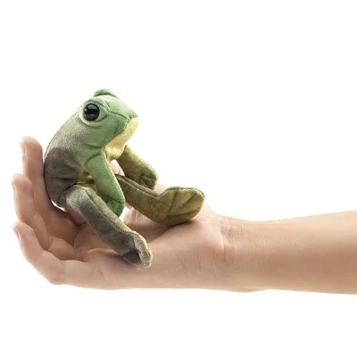Boneco de peluche para dedo «Mini sapo sentado», da marca Folkmanis Boneco de peluche para dedo «Mini sapo sentado», da marca Folkmanis