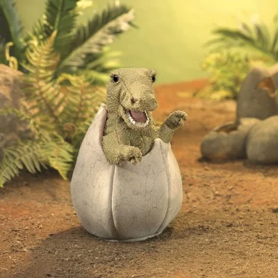 Folkmanis "Baby Dinosaur in an Egg" Hand Puppet in its natural setting Folkmanis "Baby Dinosaur in an Egg" Hand Puppet in its natural setting