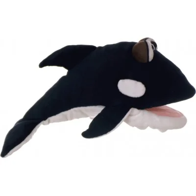 Handpuppe „Fontäne“, der Orca von Living Puppets, im Profil