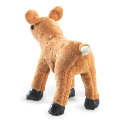 Mini fawn finger puppet by Folkmanis, rear view