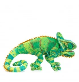 Marionnette Mini Caméléon signée Folkmanis, vue de profil