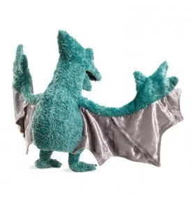 Marioneta de pterodáctilo (pterosaurio) de la marca Folkmanis, vista desde atrás