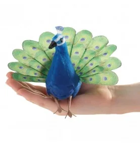 Mini marionetta a forma di pavone firmata Folkmanis