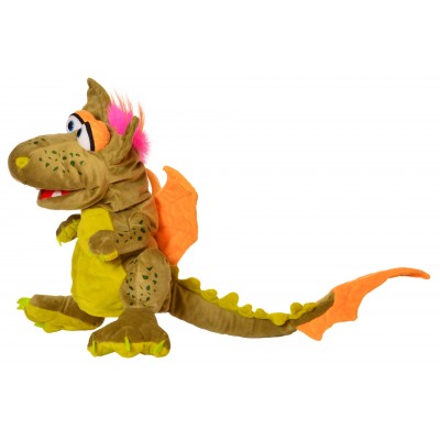 Peluche-marionetta "Drago Rocco" - 33 cm, firmata Living Puppets, vista di profilo Peluche-marionetta "Drago Rocco" - 33 cm, firmata Living Puppets, vista di profilo